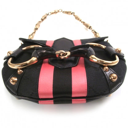 Gucci Monogram Horsebit Flap Evening Bag Black/Pink 4 of 8