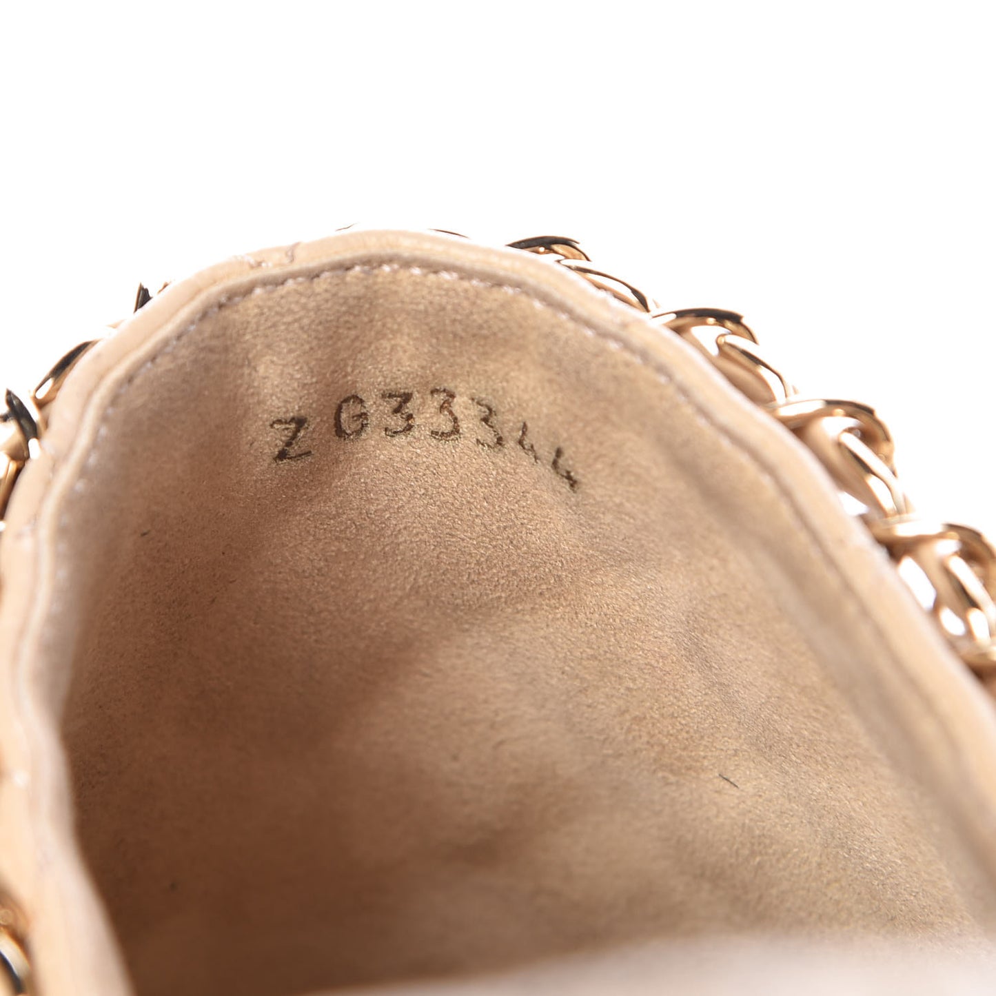 Lambskin Grosgrain Quilted CC Chain Espadrille Mules 35 Beige Black