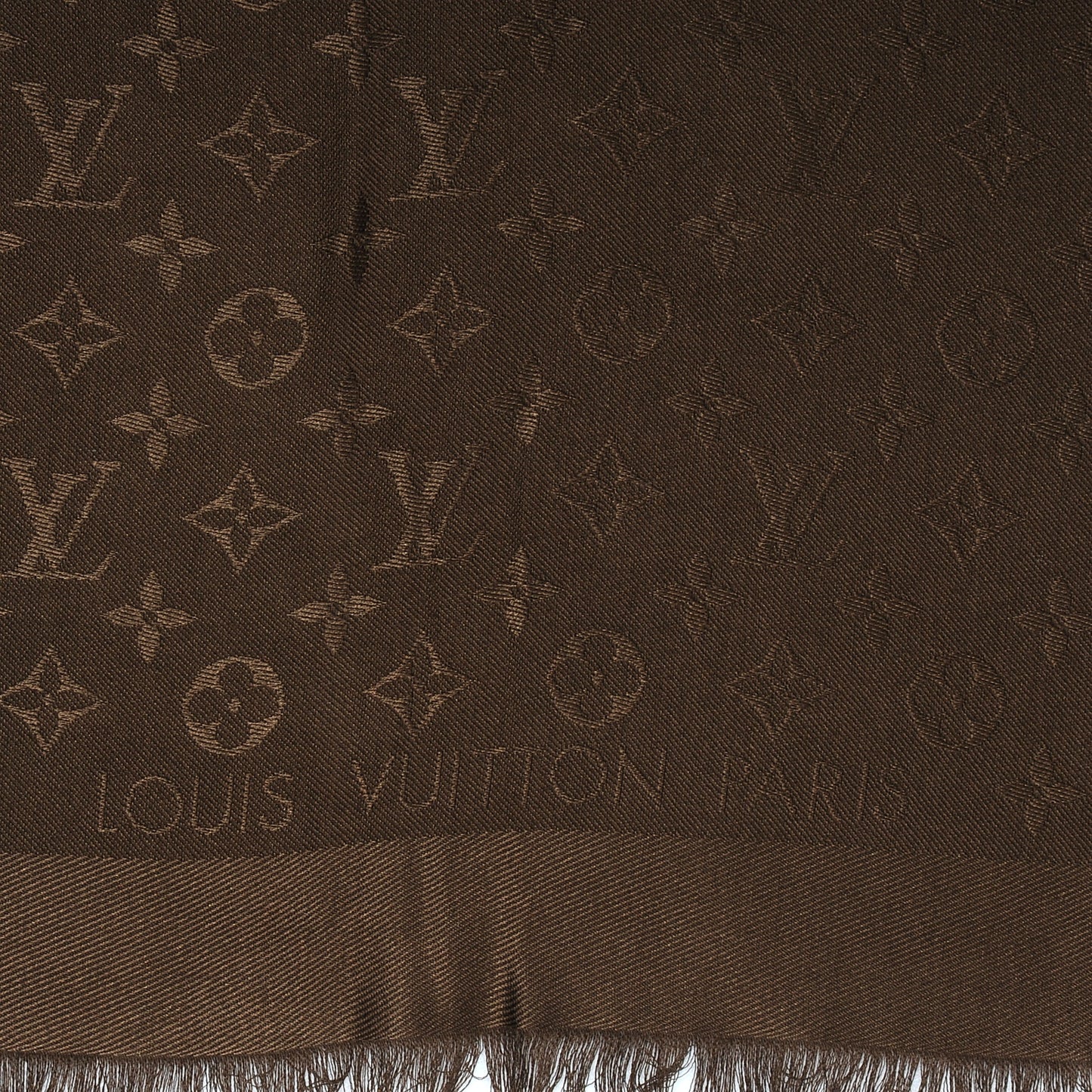Wool Silk Monogram Shawl Chocolate