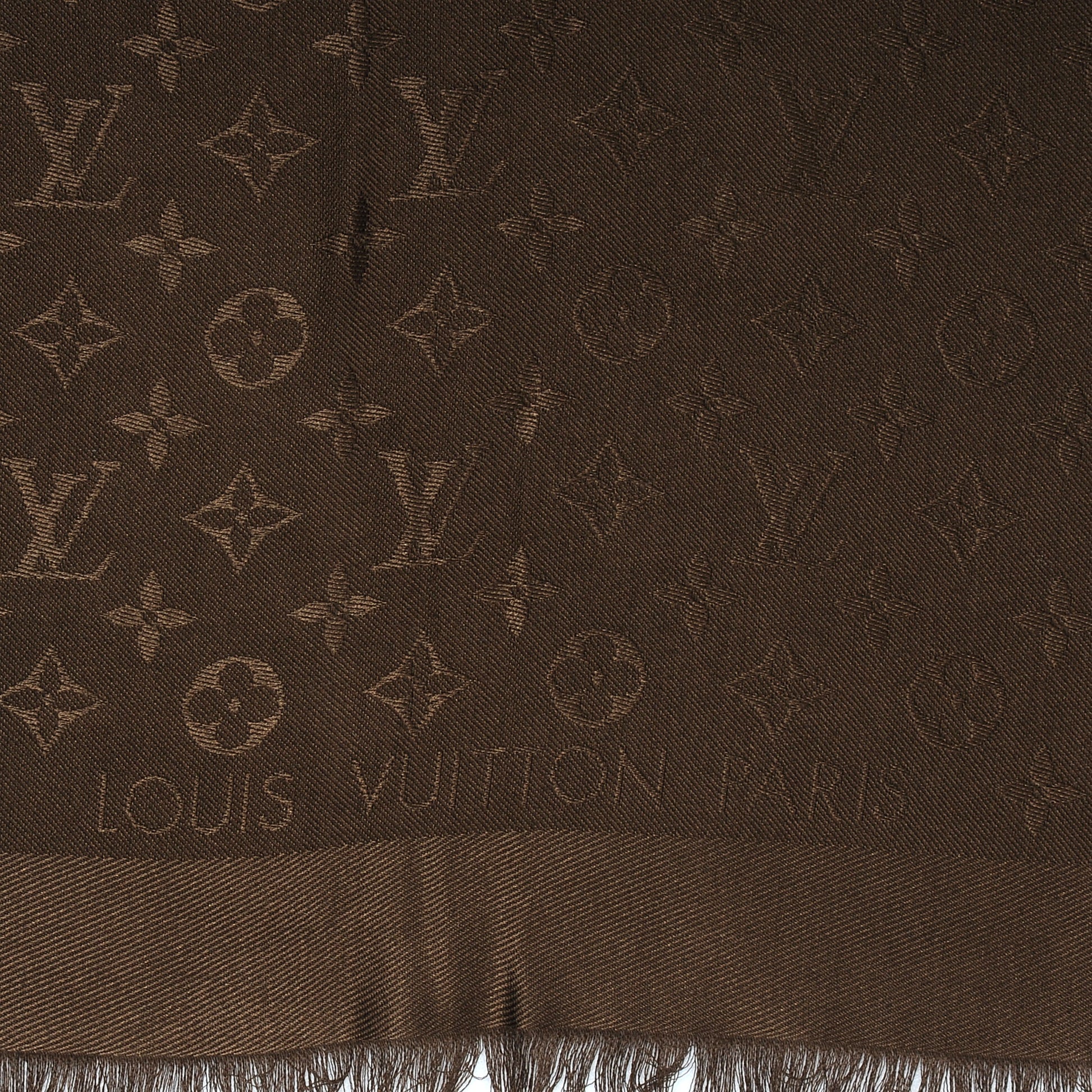 Louis Vuitton Wool Silk Monogram Shawl Chocolate 1 of 5