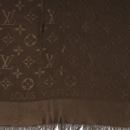 Louis Vuitton Wool Silk Monogram Shawl Chocolate 1 of 5