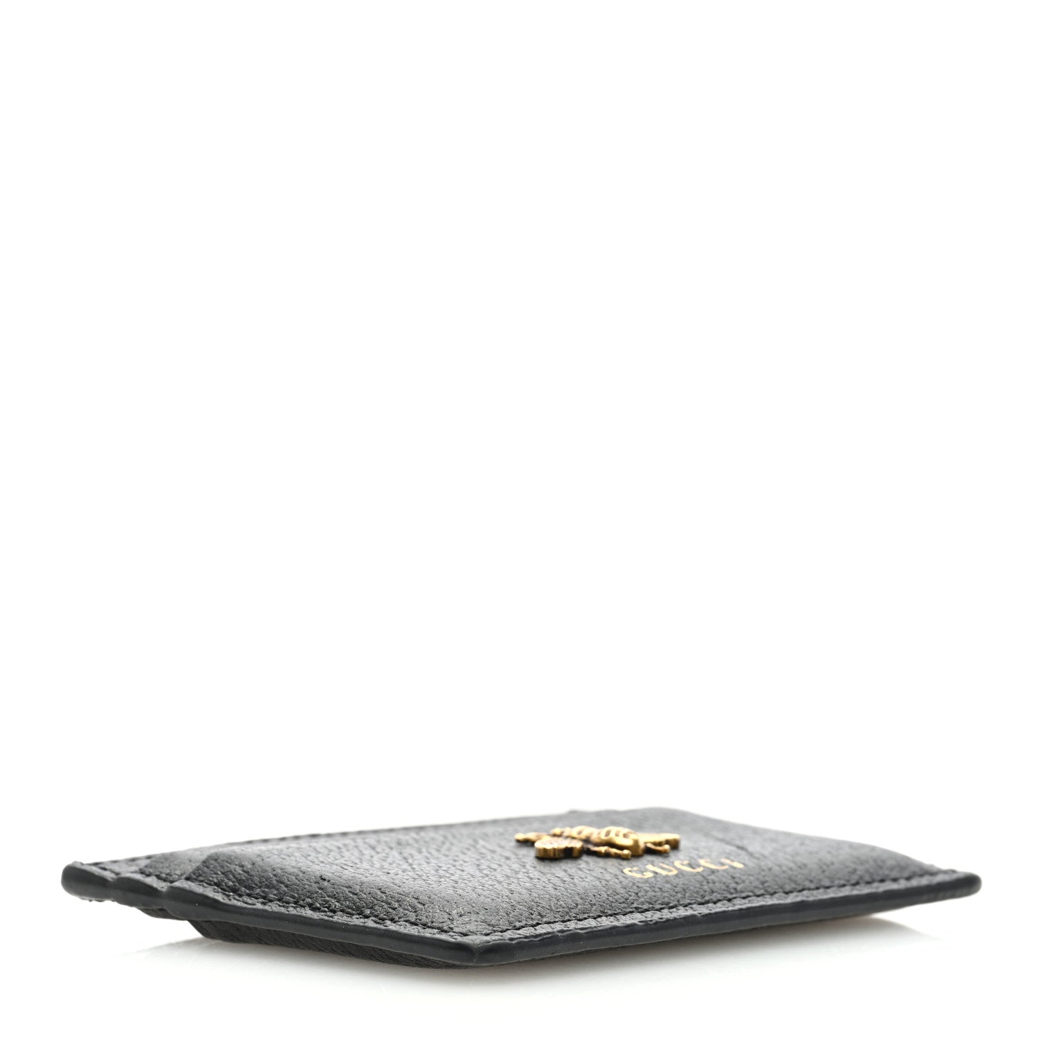 Gucci Pebbled Calfskin Animalier Card Holder Black 4 of 7