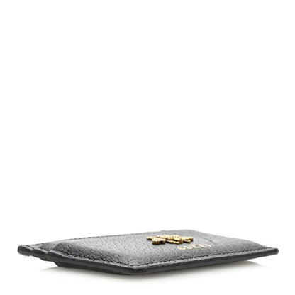 Gucci Pebbled Calfskin Animalier Card Holder Black 4 of 7
