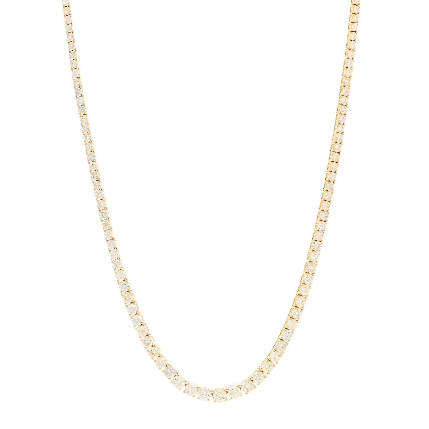 18K Yellow Gold Diamond 14.41ctw Tennis Necklace