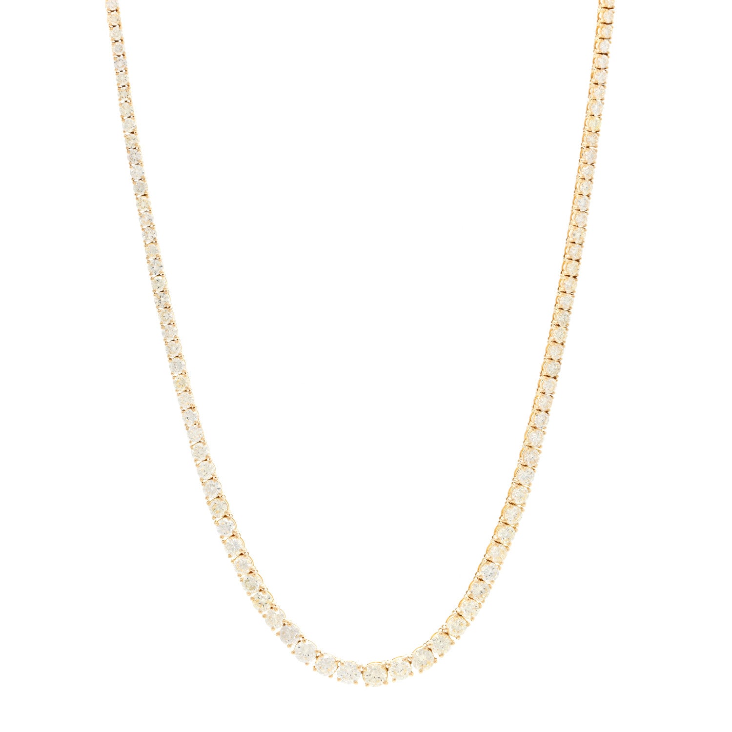 Parker & West by FASHIONPHILE 18K Yellow Gold Diamond 14.41ctw Tennis Necklace 1 of 5