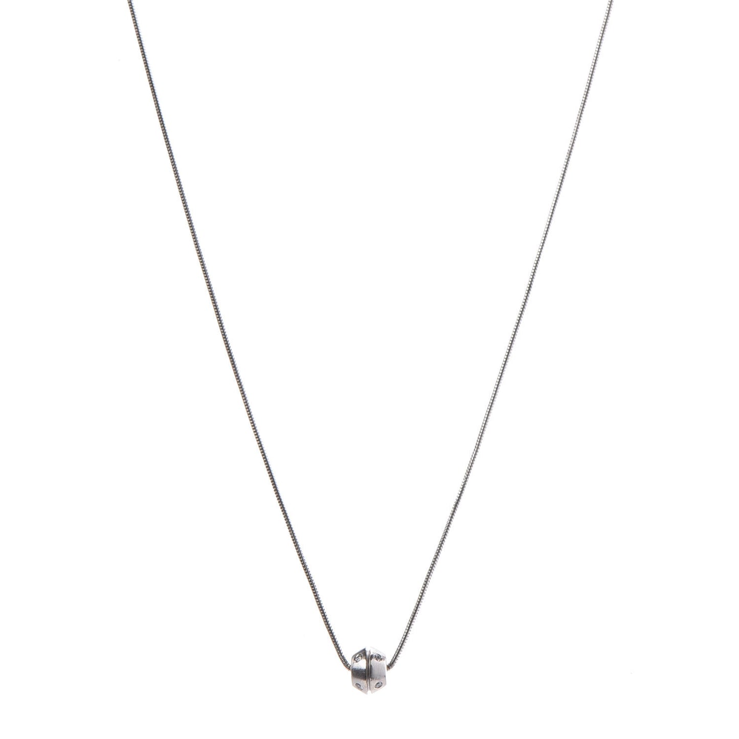 18K White Gold Diamond Streamerica Barrel Necklace