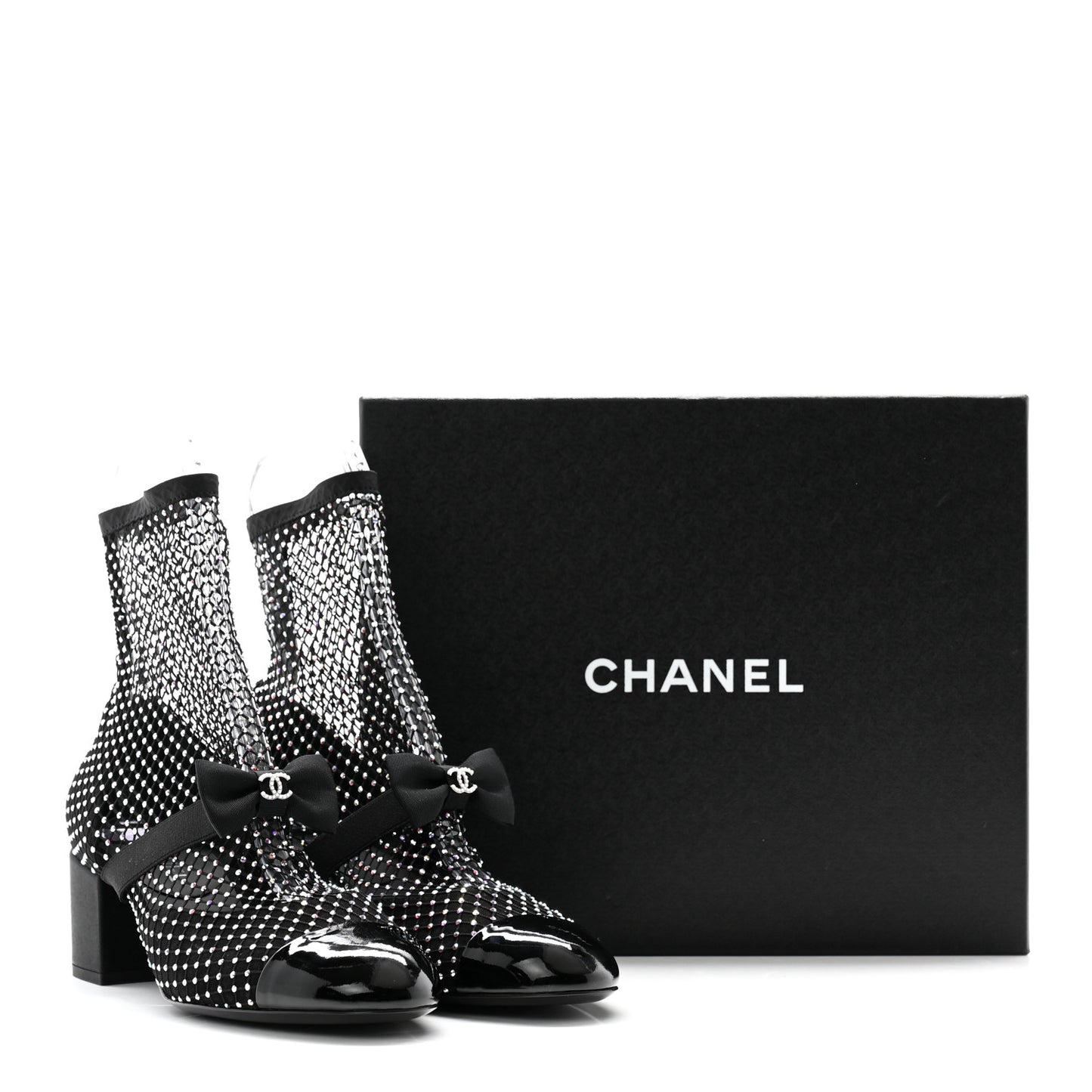 Resille Strass Kid Suede Patent Mary Jane Short Boots 40 Black