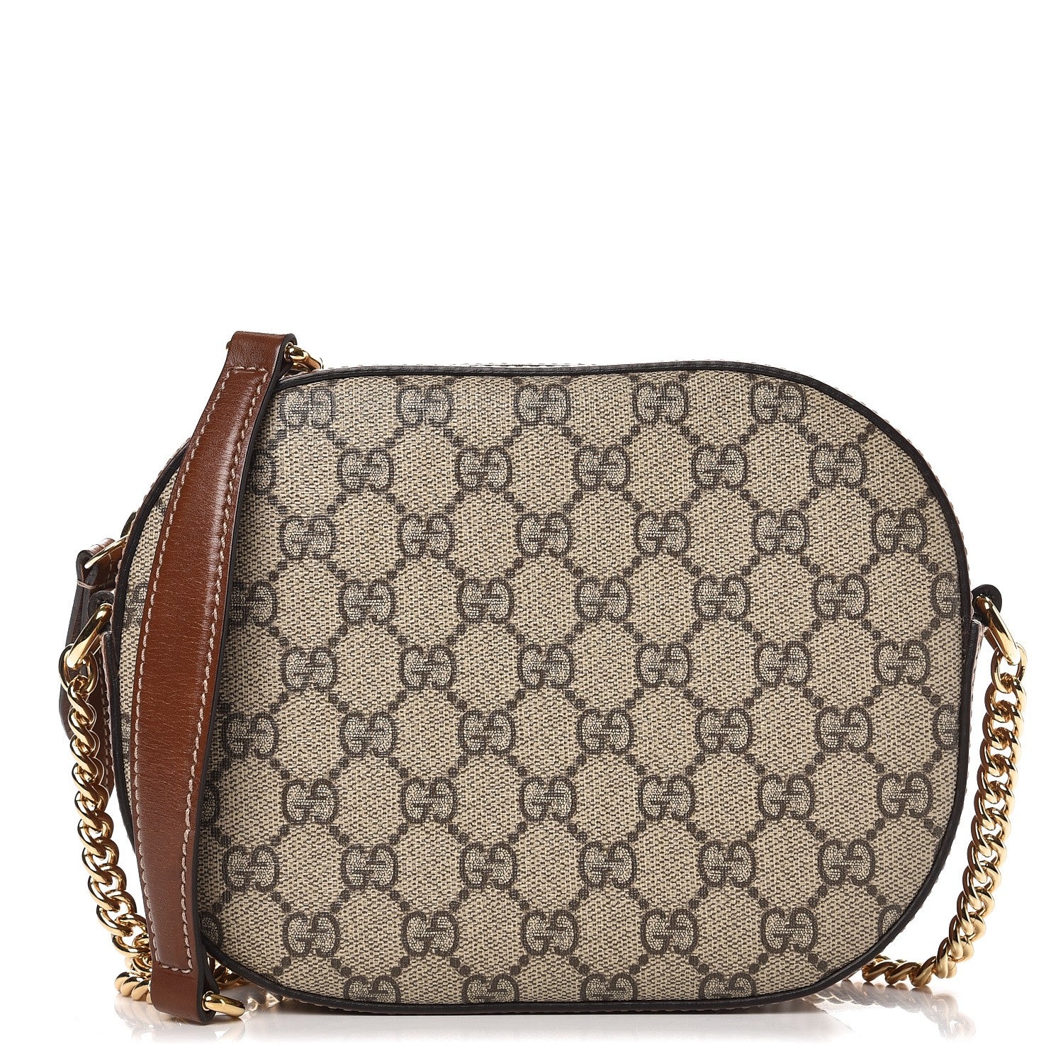 Gucci GG Supreme Monogram Cuoio Toscano Mini Chain Shoulder Bag Beige Ebony Cuir 1 of 8