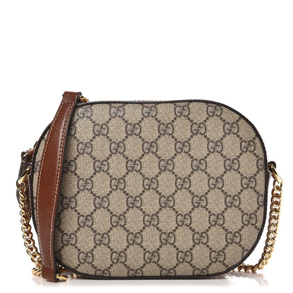 Gucci GG Supreme Monogram Cuoio Toscano Mini Chain Shoulder Bag Beige Ebony Cuir 1 of 8
