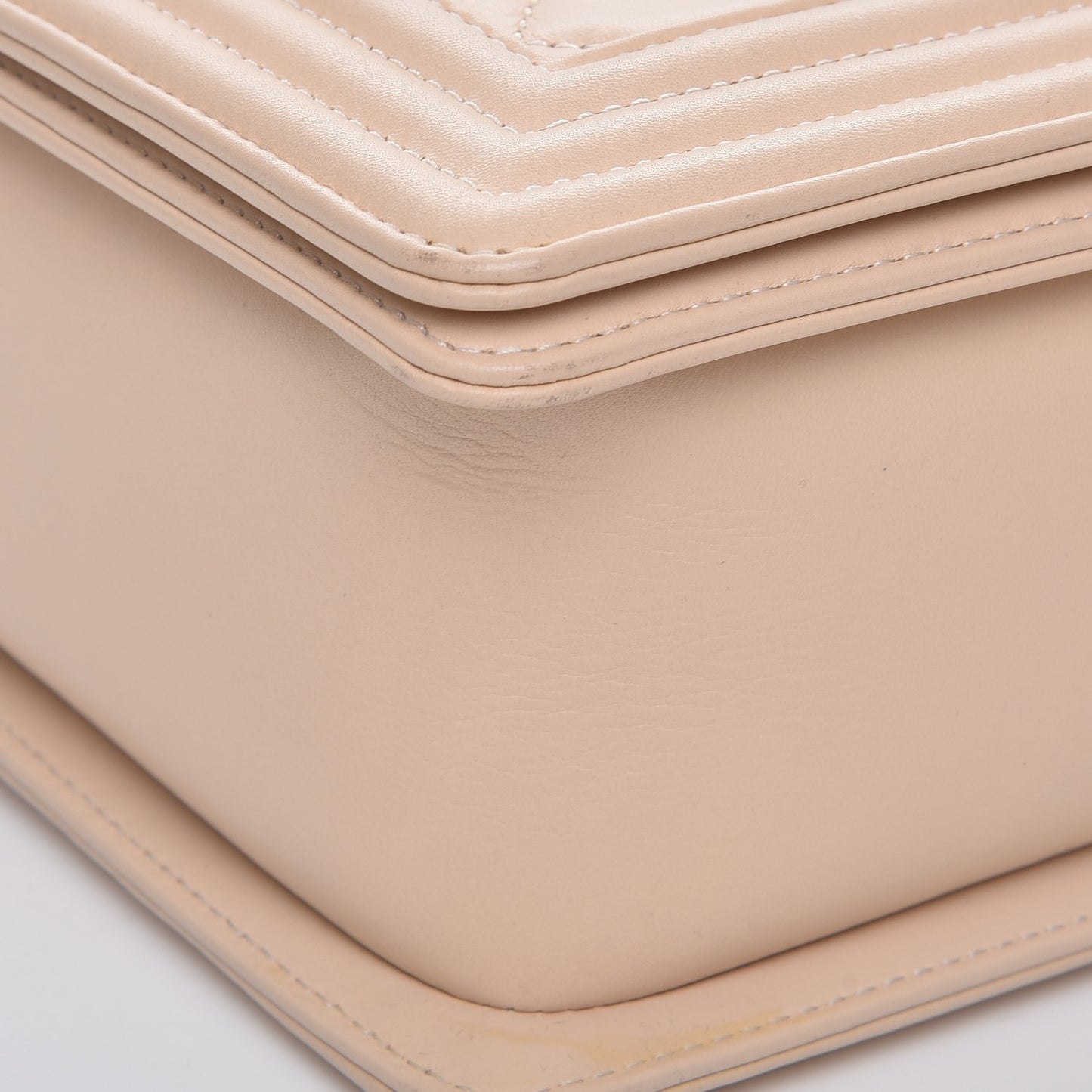 Calfskin Quilted Large Boy Flap Beige