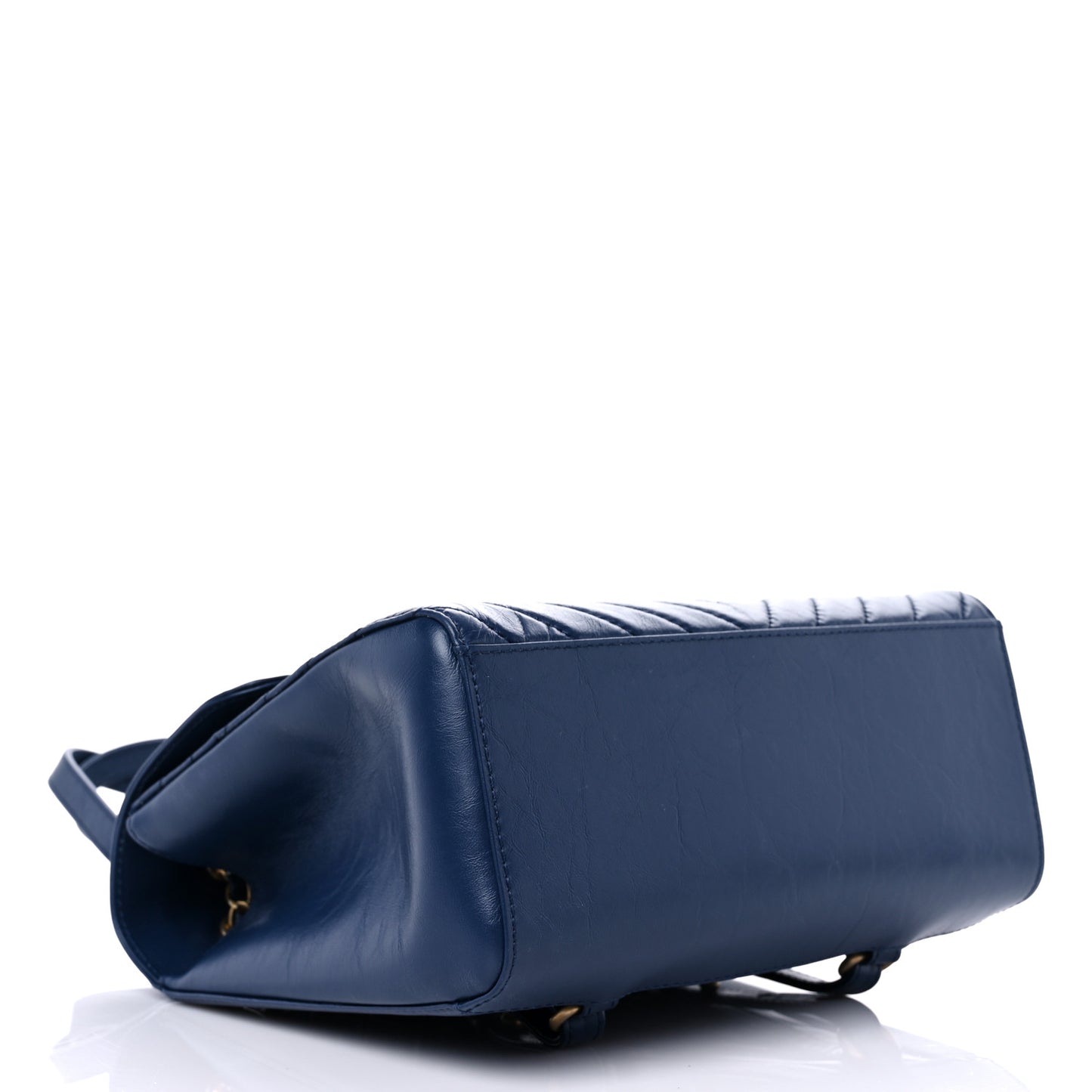 Aged Calfskin Chevron Quilted Backpack Navy