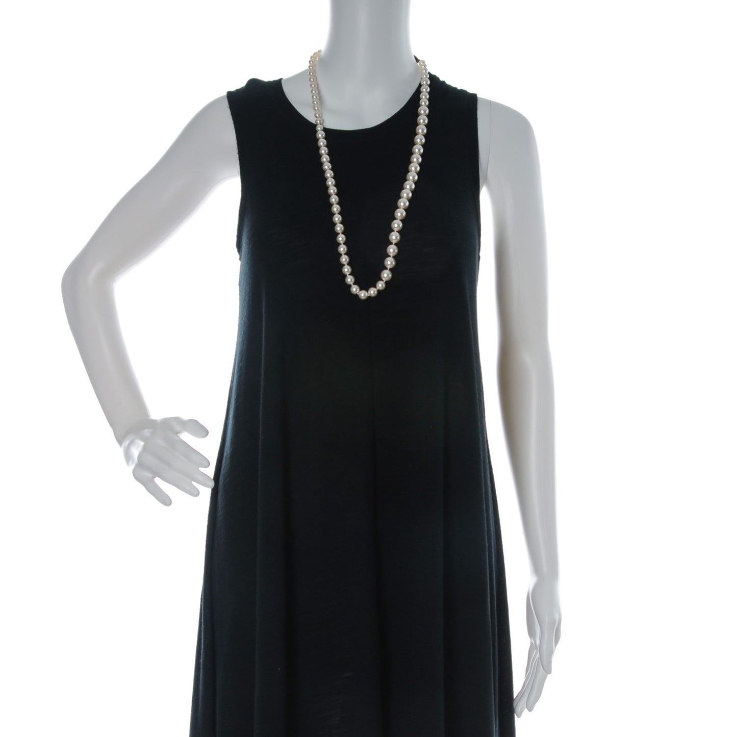 Pearl Gripoix Ruthenium CC Long Necklace Black