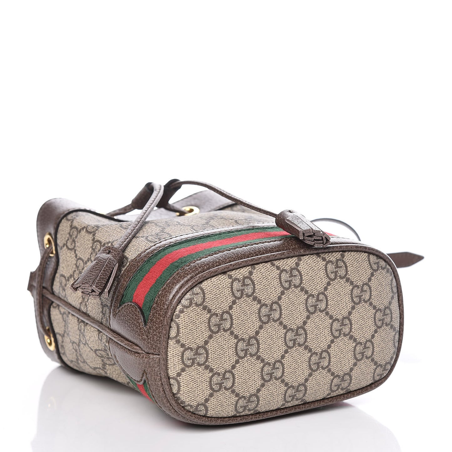 GG Supreme Monogram Web Mini Ophidia Bucket Bag Brown