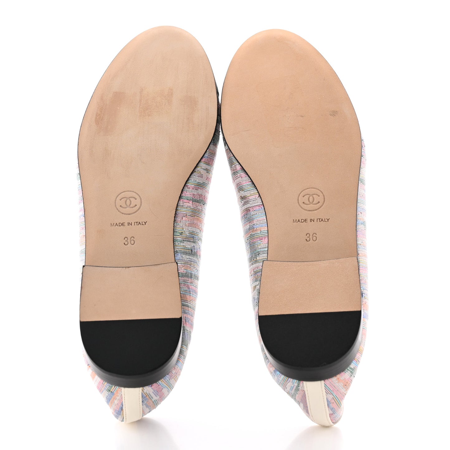 Tweed Grosgrain Cap Toe Ballerina Flats 36 Iridescent Multicolor
