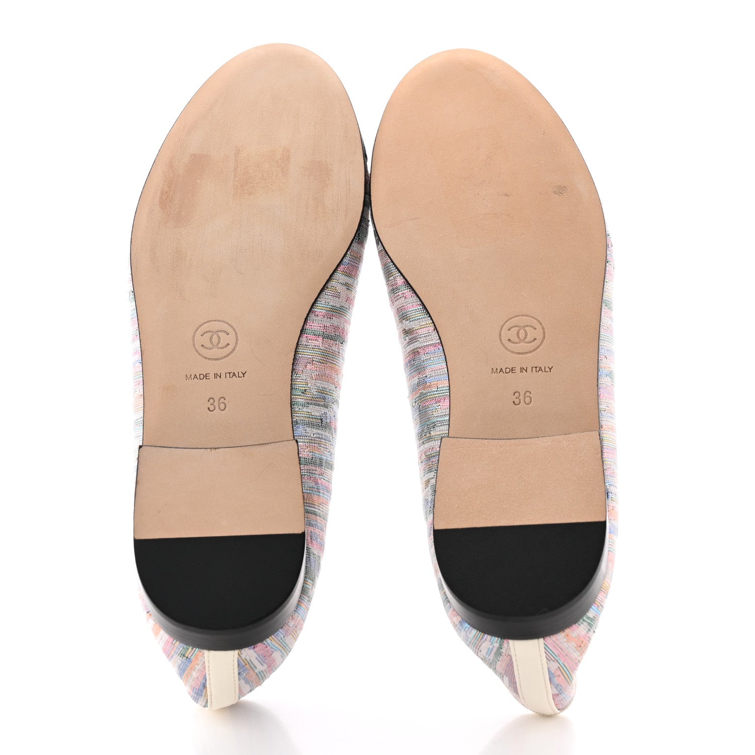 Chanel Tweed Grosgrain Cap Toe Ballerina Flats 36 Iridescent Multicolor 5 of 18
