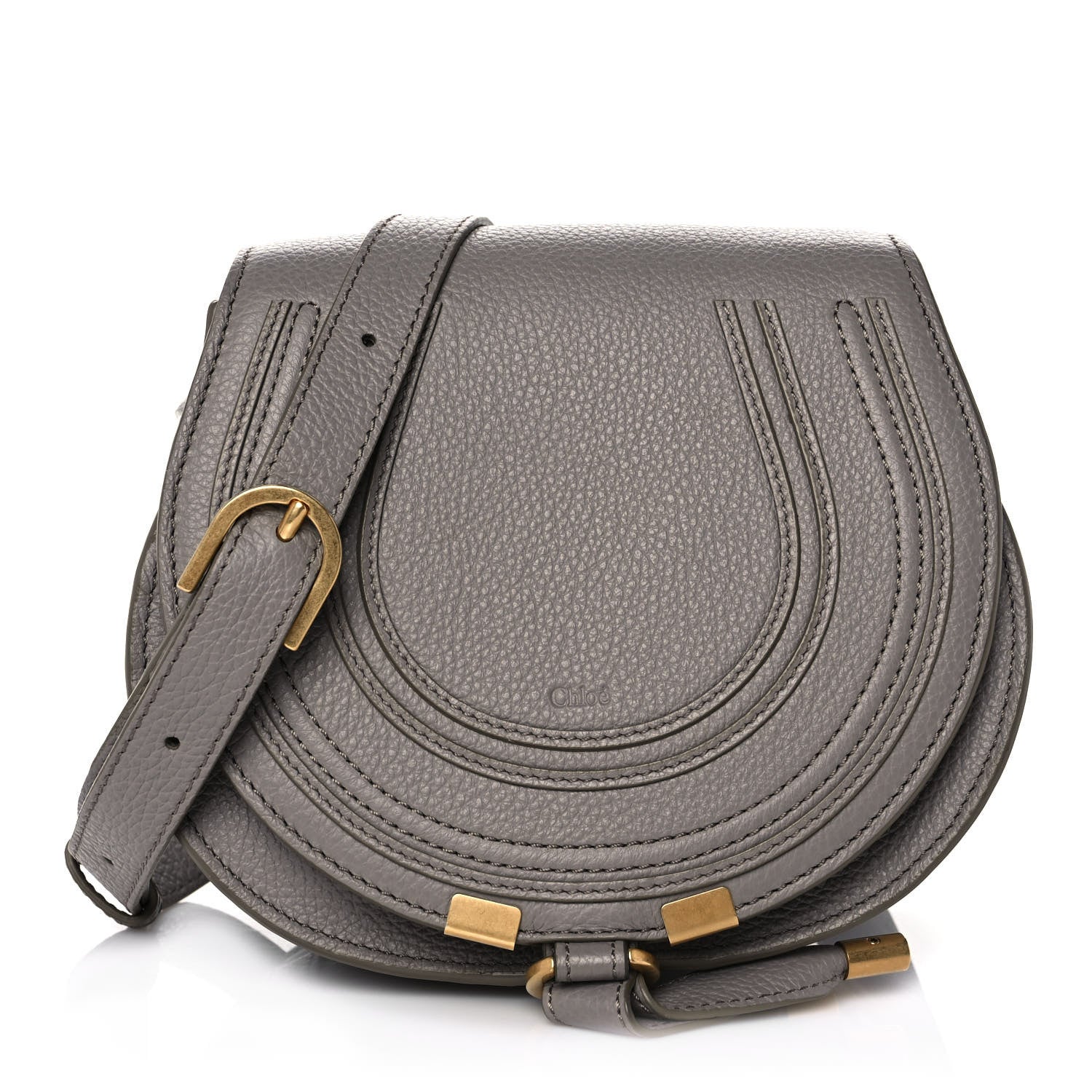Chloe Calfskin Mini Marcie Round Crossbody Bag Cashmere Grey 1 of 11