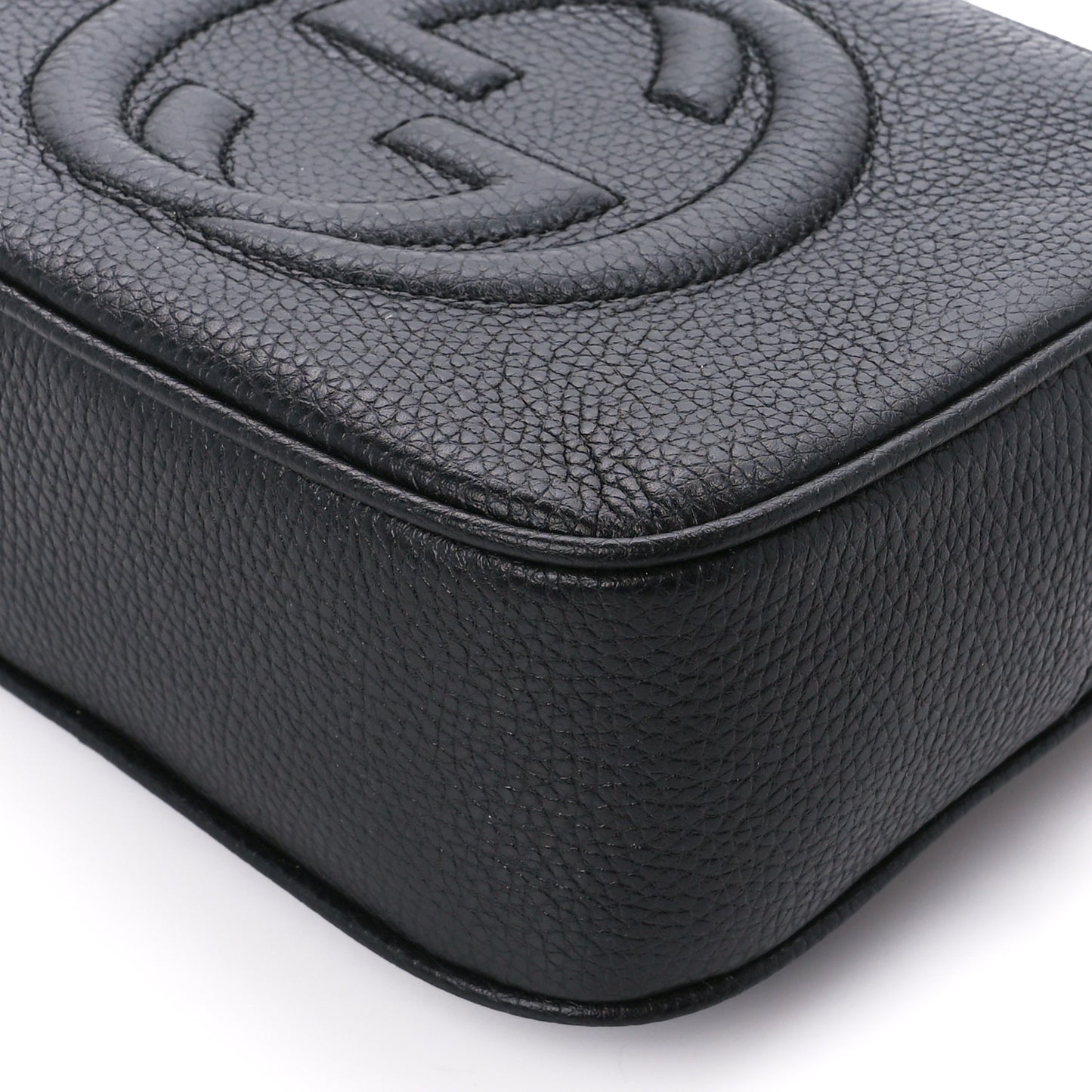 Pebbled Calfskin Small Soho Disco Bag Black