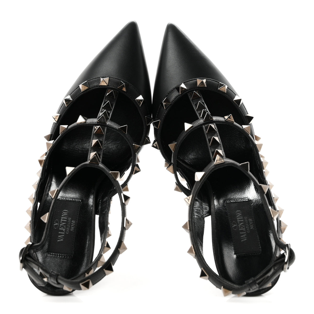 Valentino Garavani Nappa Rockstud Ankle Strap Pumps 37.5 Black 2 of 9