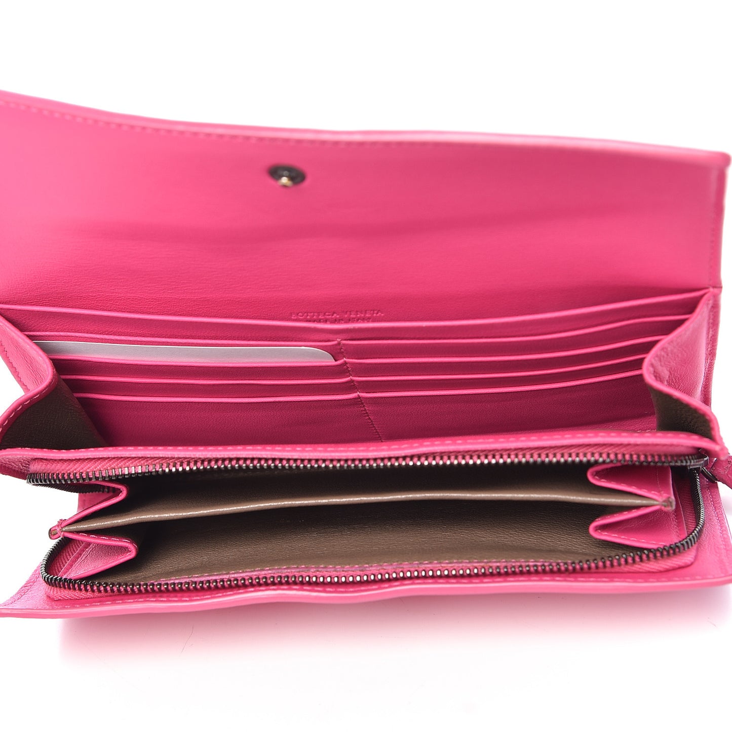 Nappa Intrecciato Continental Flap Wallet Rosa Shock