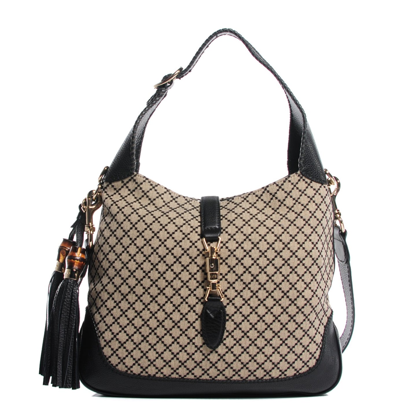 Diamante Medium New Jackie Shoulder Bag Black