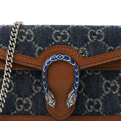 Gucci New Denim GG Monogram Dollar Calfskin Enamel Super Mini Dionysus Shoulder Bag Blue Tea Cuir Epilog Electric Blue 7 of 10