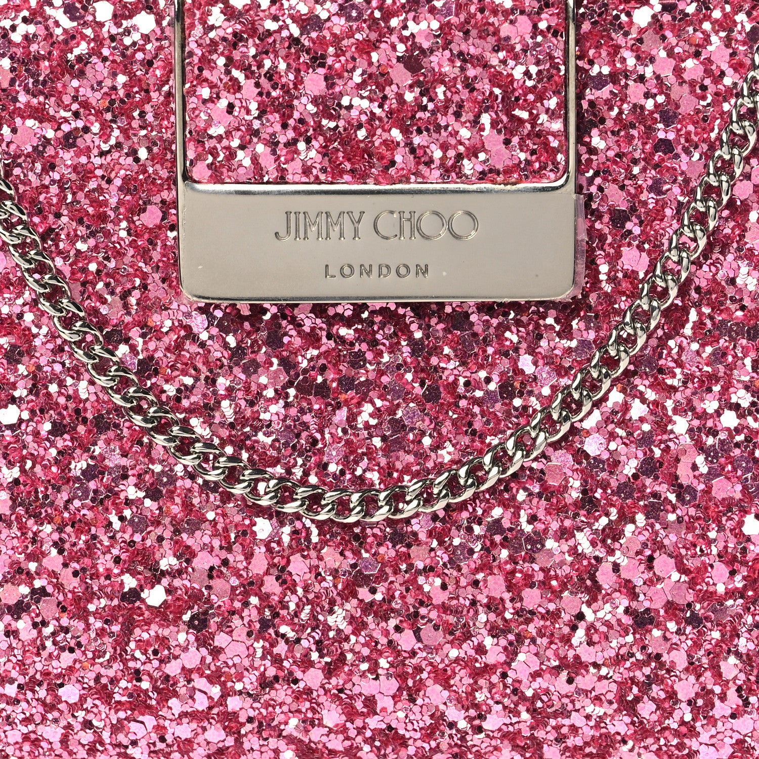 Jimmy Choo Coarse Glitter Clutch Pink 8 of 10
