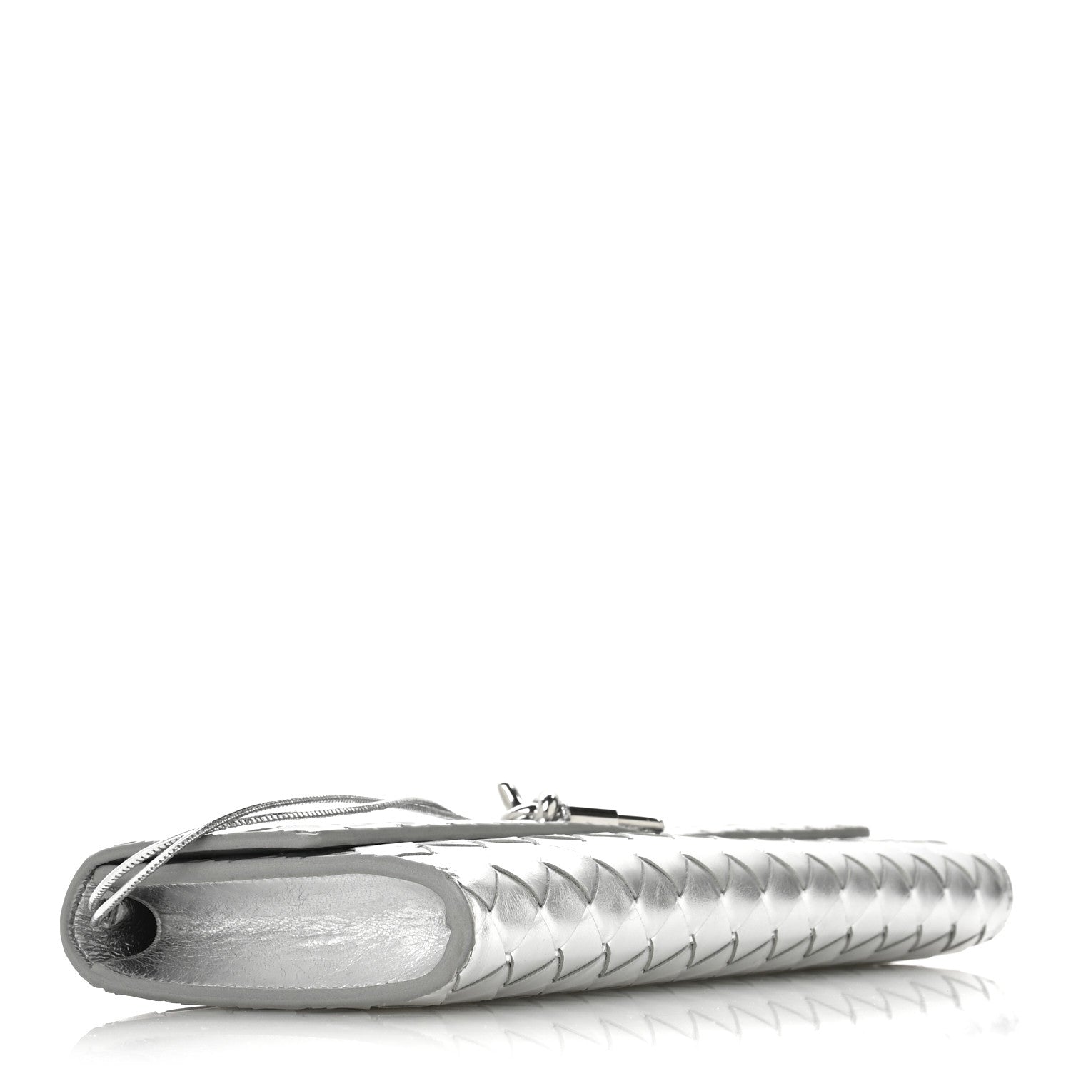 Bottega Veneta Metallic Nappa Intrecciato Long Andiamo Top Handle Silver 4 of 10