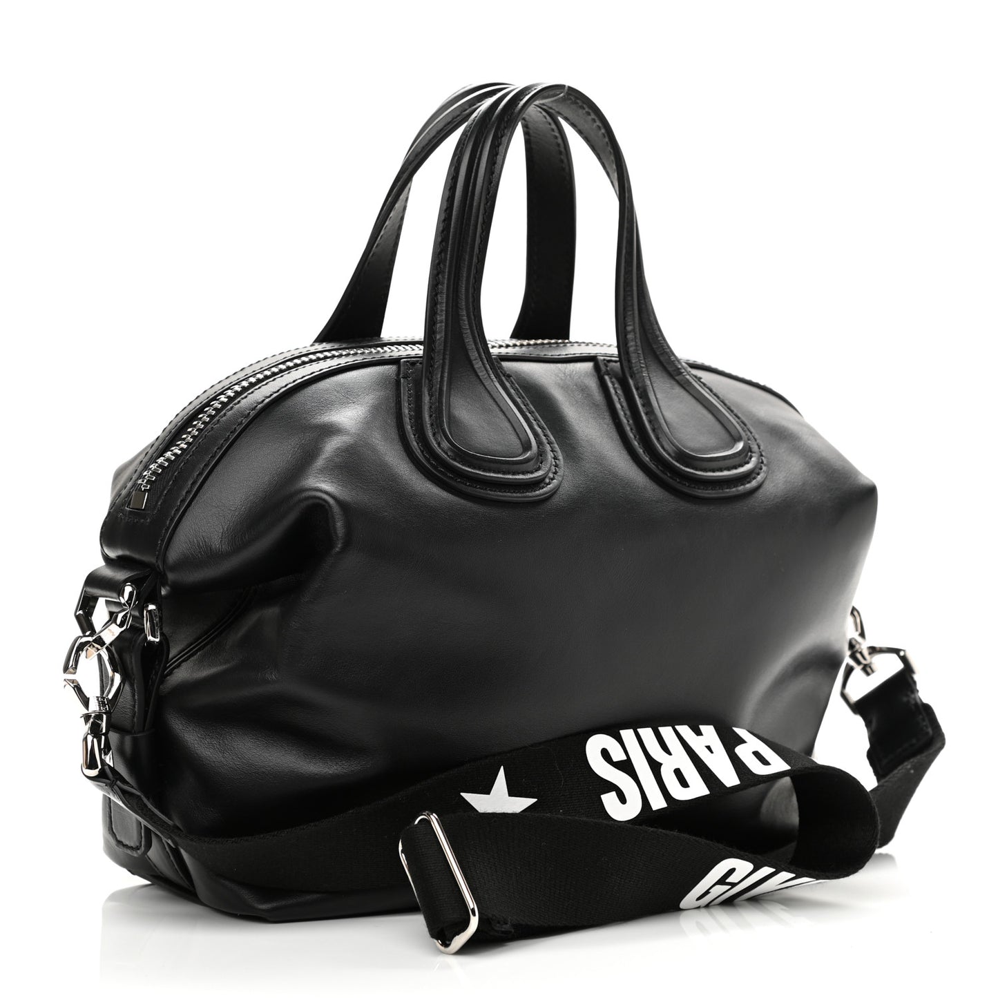 Waxed Calfskin Small Nightingale Logo Strap Black