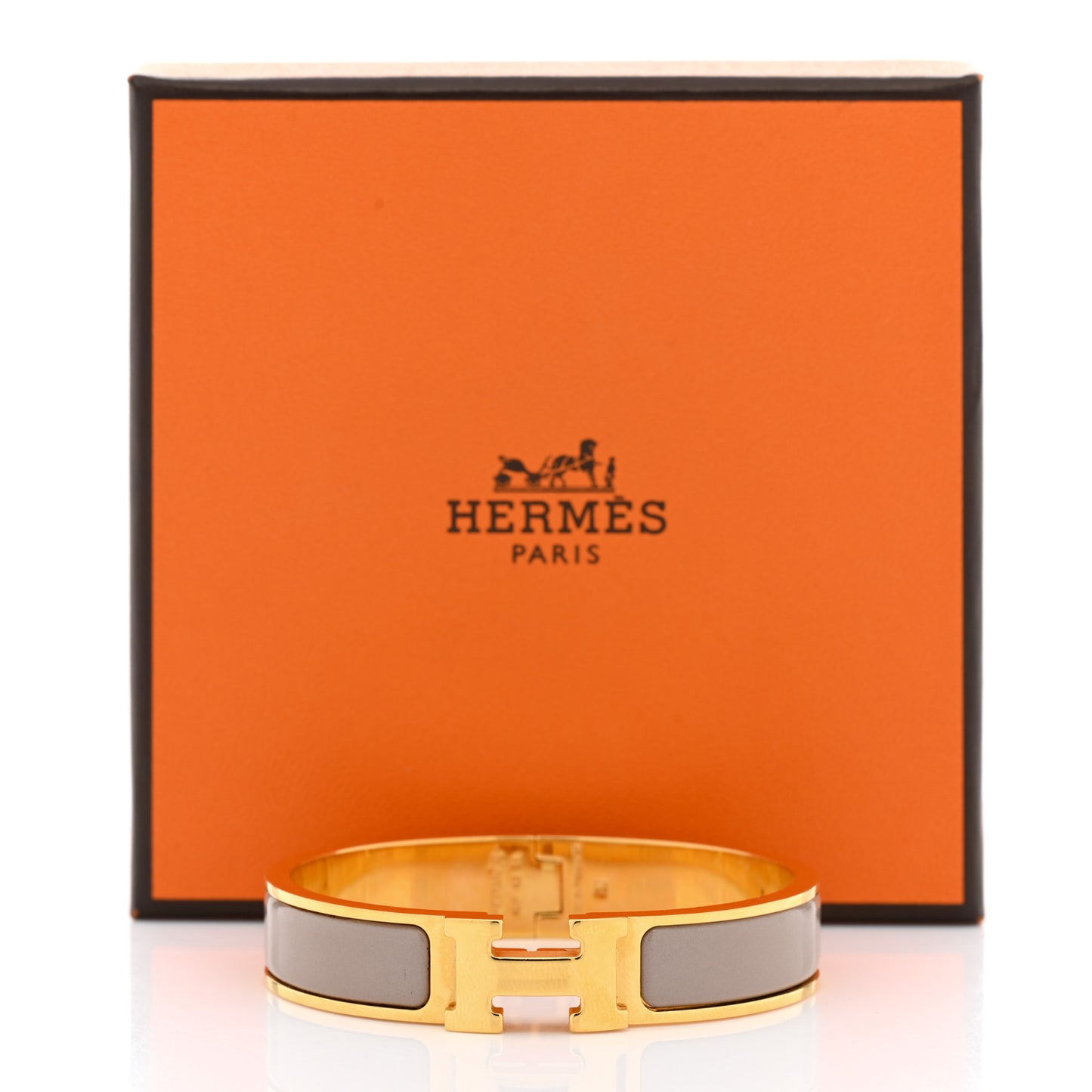 Enamel Narrow Clic Clac H Bracelet PM Marron Glace