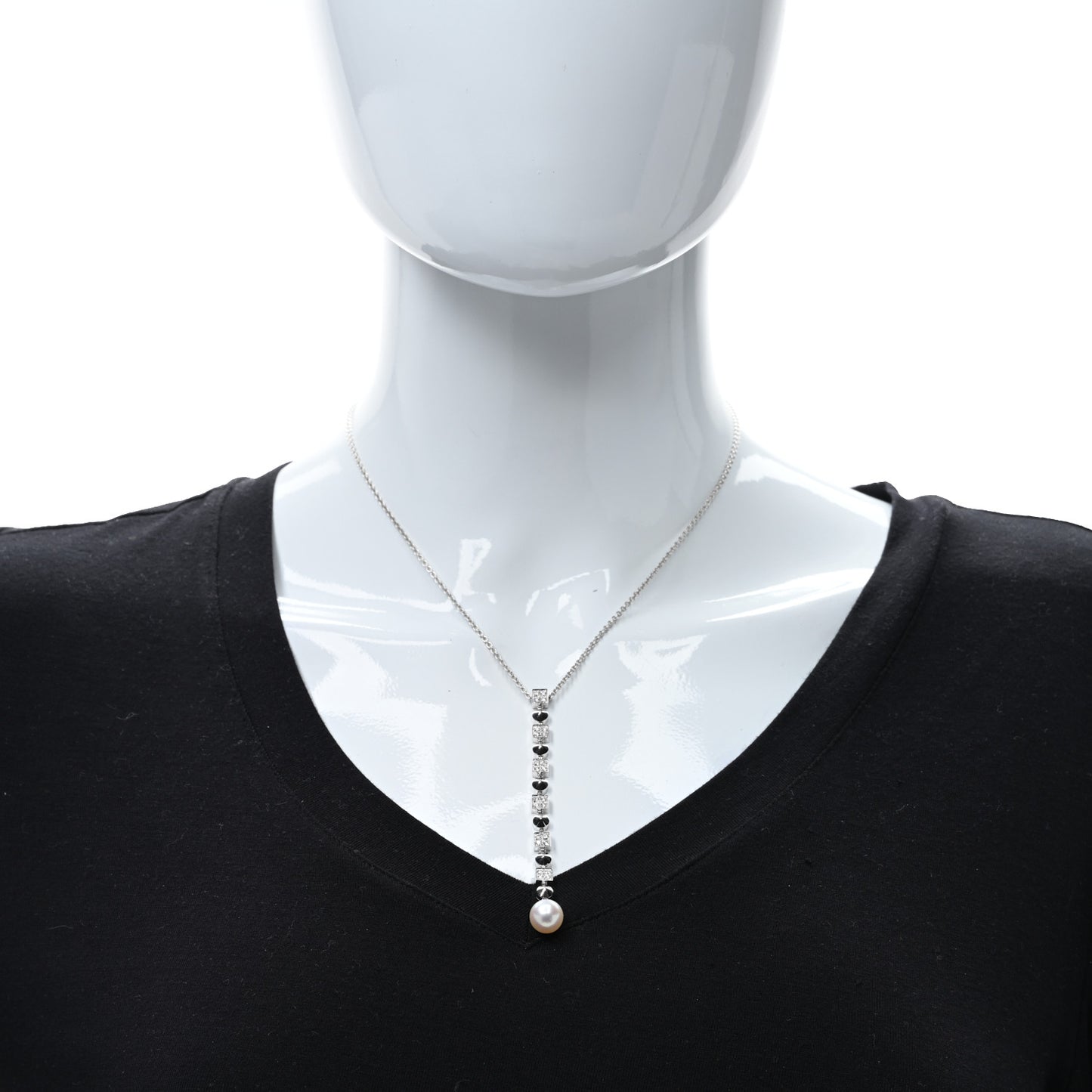 18K White Gold Diamond Pearl Lucea Necklace
