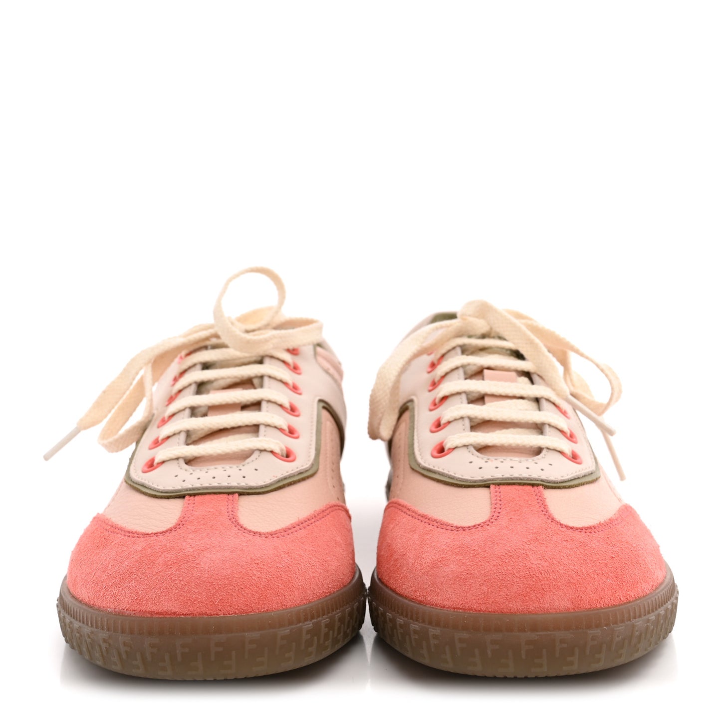 Crosta Mix Vitello Womens Fendi Flair Sneakers 37 Blush Baby Pink Linen