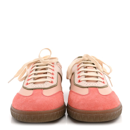 Fendi Crosta Mix Vitello Womens Fendi Flair Sneakers 37 Blush Baby Pink Linen 3 of 10