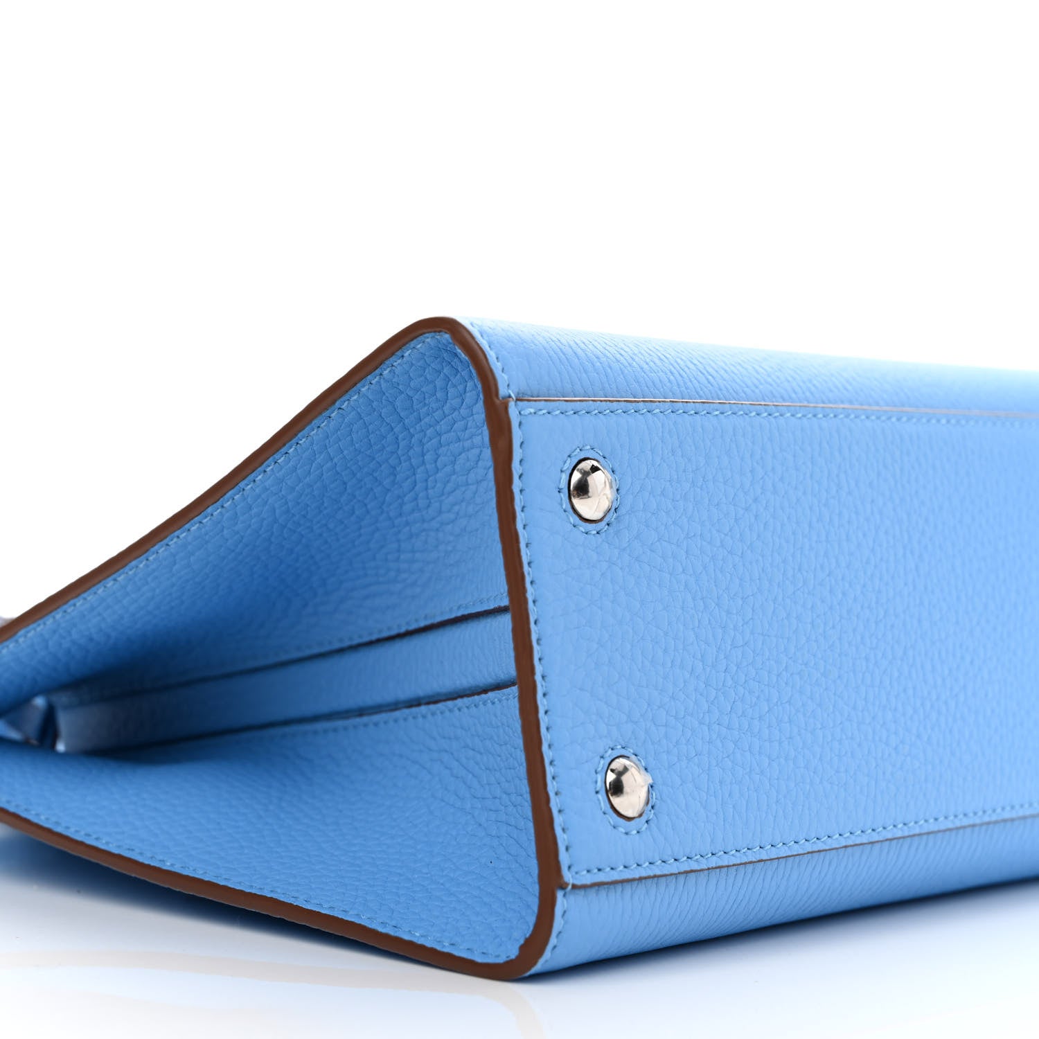 Burberry Grainy Calfskin Mini Frances Tote Bright Sky Blue 8 of 11
