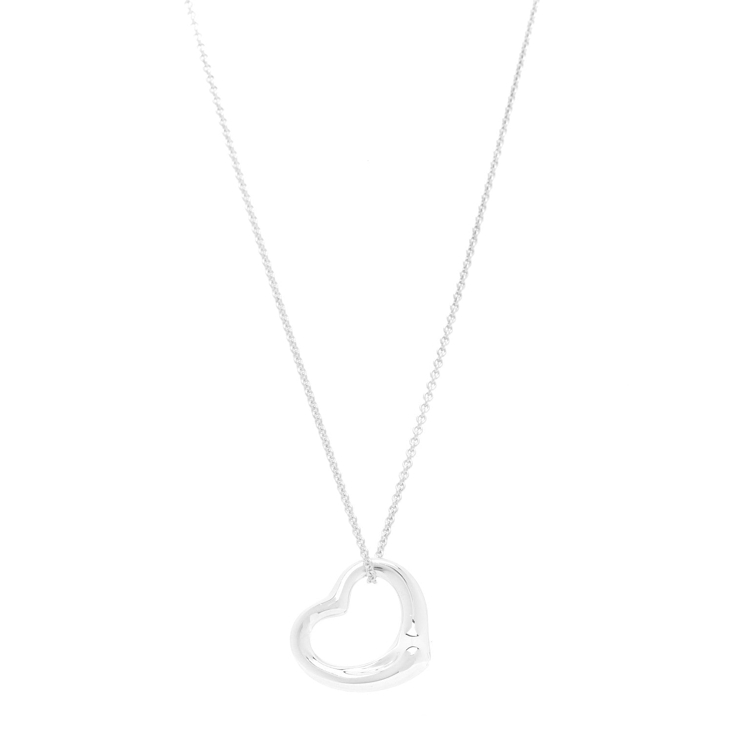 Tiffany Sterling Silver 22mm Elsa Peretti Open Heart Pendant Necklace 1 of 6