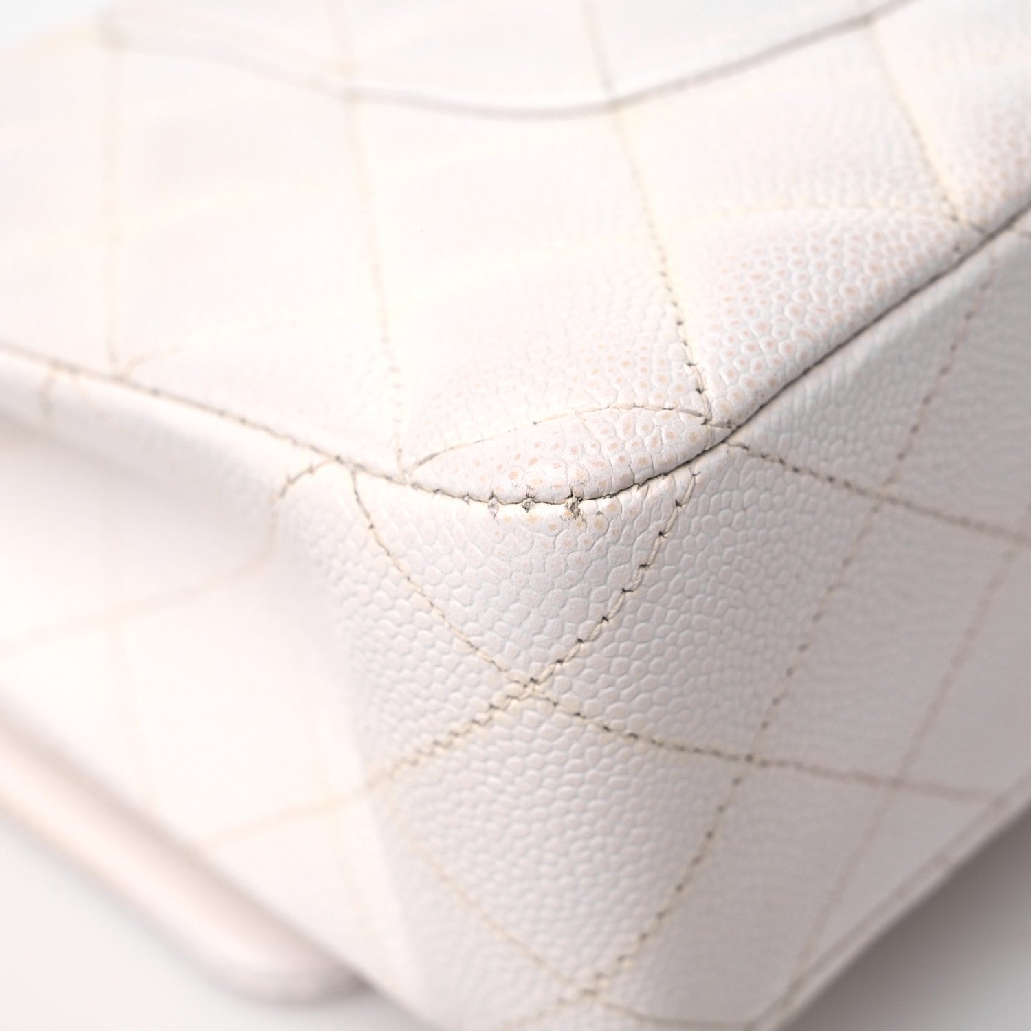 Chanel Caviar Quilted Medium Double Flap White 10 of 15