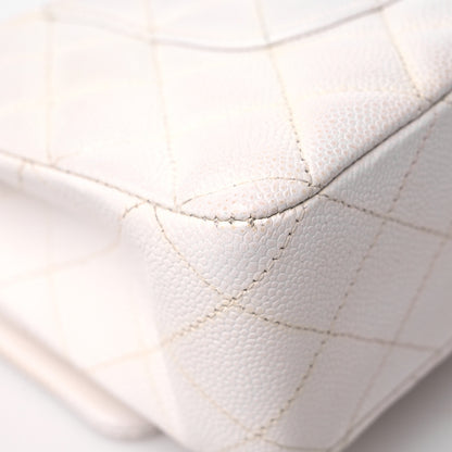 Chanel Caviar Quilted Medium Double Flap White 10 of 15