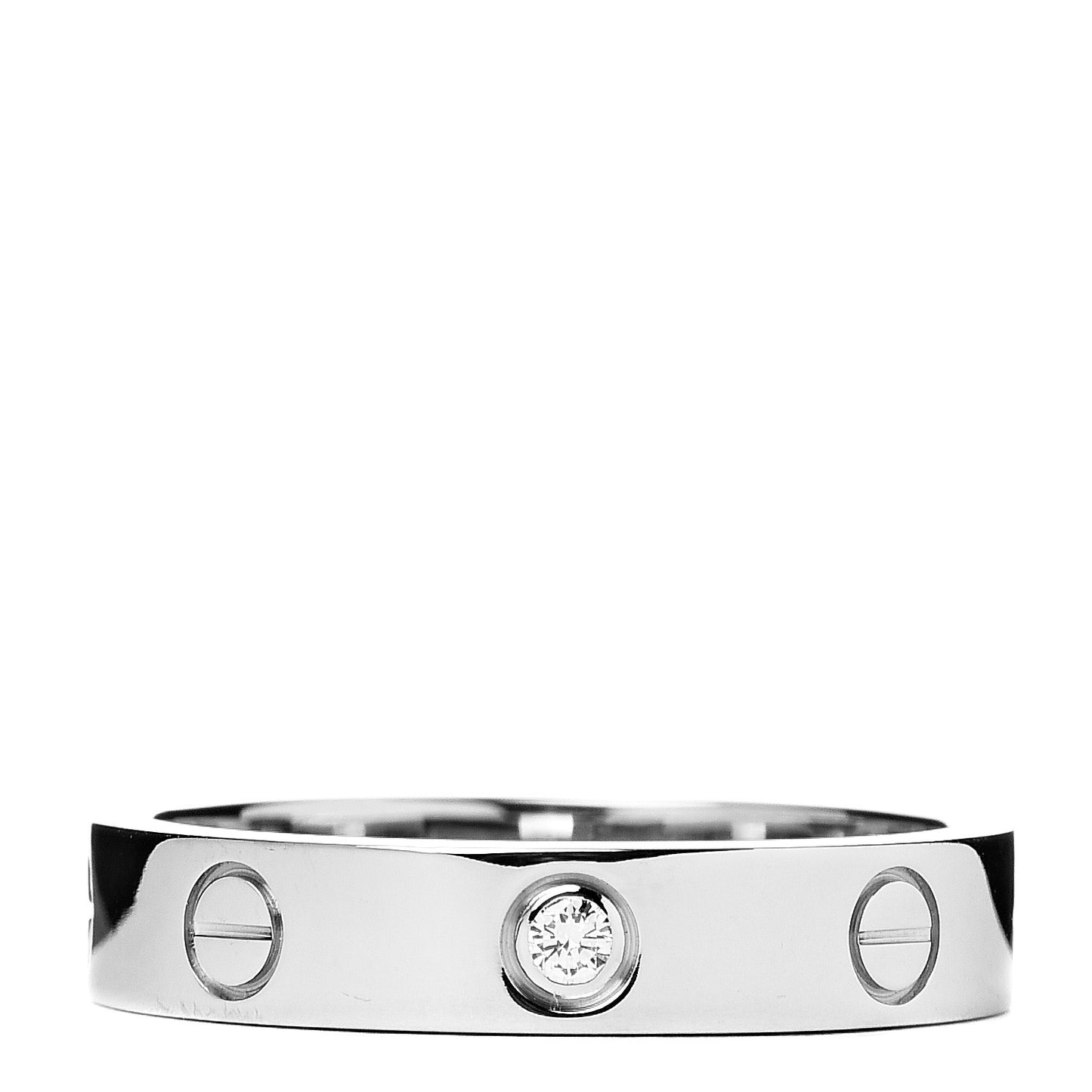 18K White Gold Diamond 4mm LOVE Wedding Band Ring 53 6.25