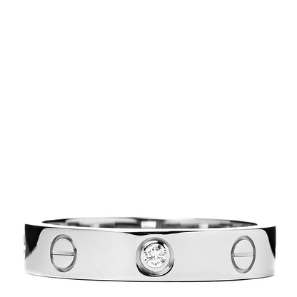 Cartier 18K White Gold Diamond 4mm LOVE Wedding Band Ring 53 6.25 1 of 6