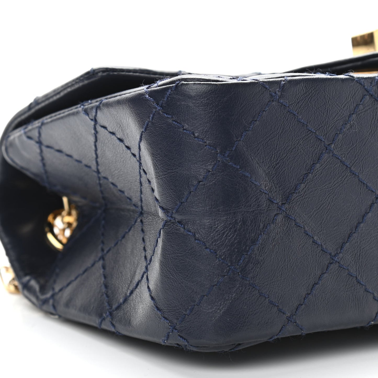 Aged Calfskin Quilted 2.55 Reissue Mini Flap Navy