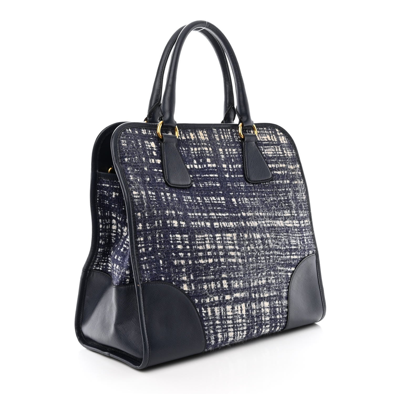 Prada Tela Tweed Saffiano Tote Bag Inchiostro 3 of 12