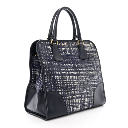Prada Tela Tweed Saffiano Tote Bag Inchiostro 3 of 12