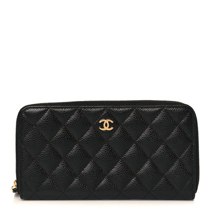 Chanel Caviar Quilted Large Gusset Zip Around Wallet Black 1 of 8