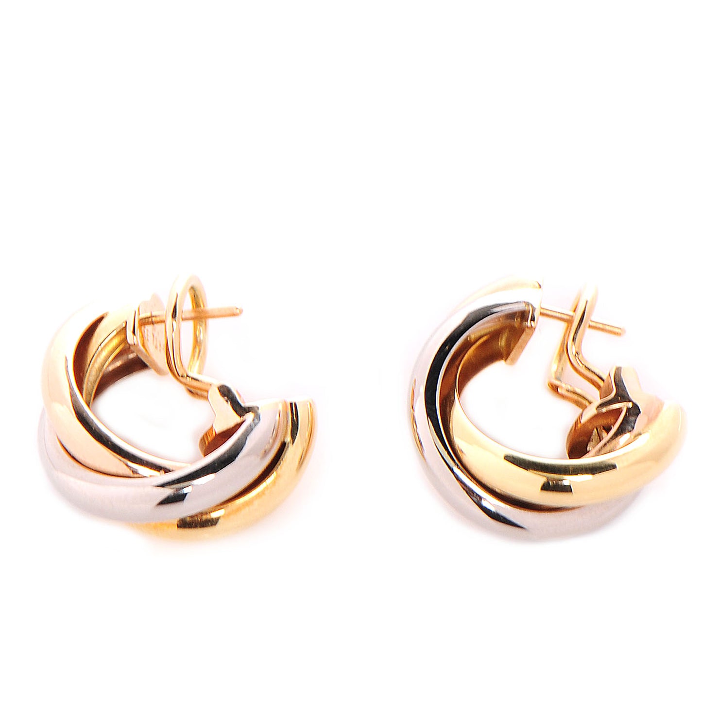 18K Pink Yellow White Gold Small Trinity Earrings