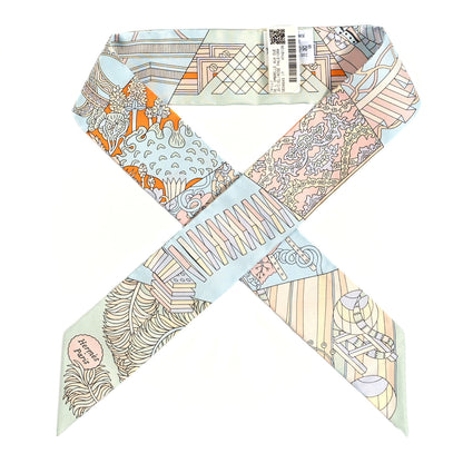 Hermes Silk De l'Ombrelle Aux Duels Twilly Ciel Rose Pale Orange 1 of 5