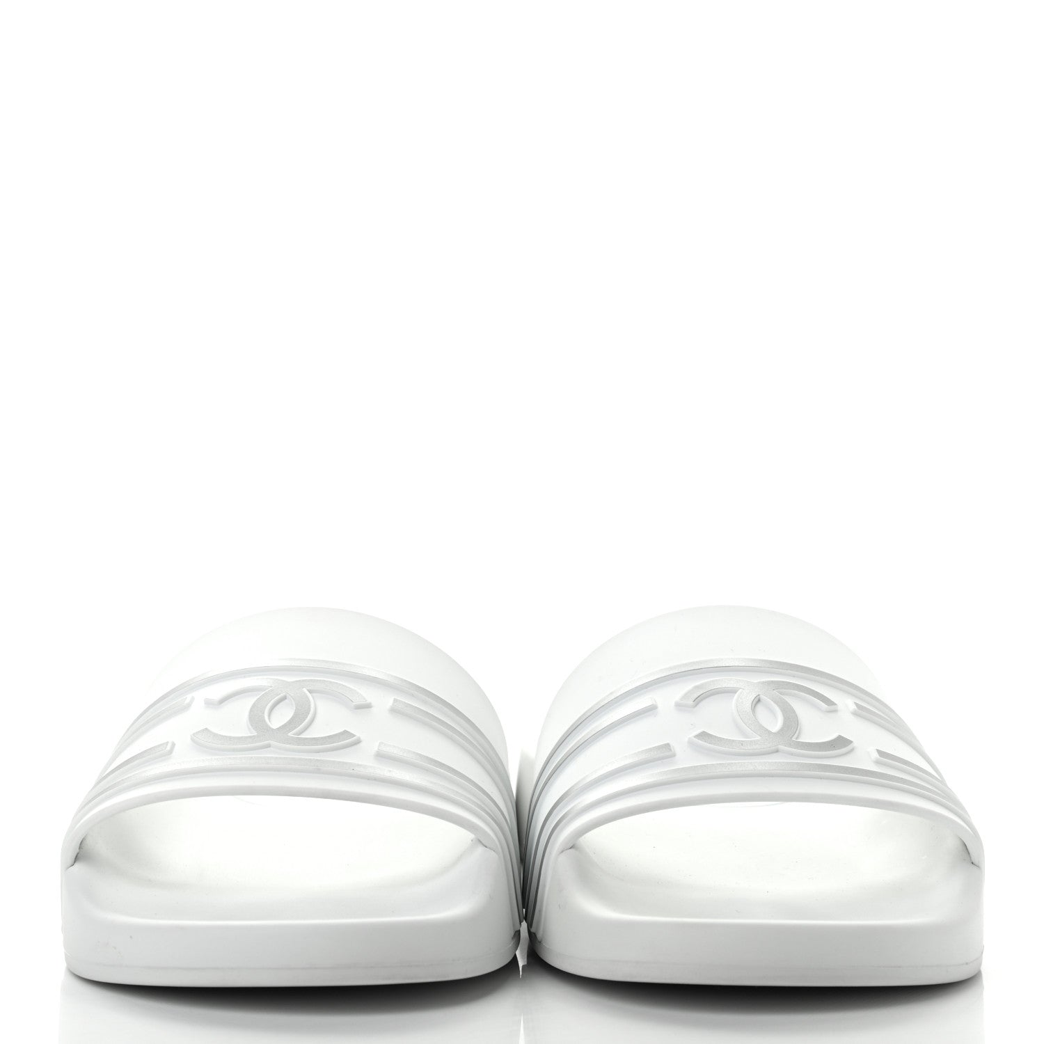 Chanel Rubber CC Flat Slide Sandals White 2 of 8