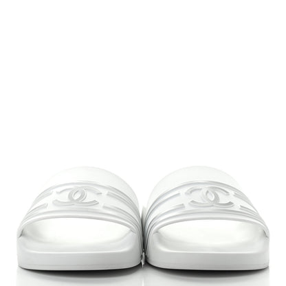 Chanel Rubber CC Flat Slide Sandals White 2 of 8