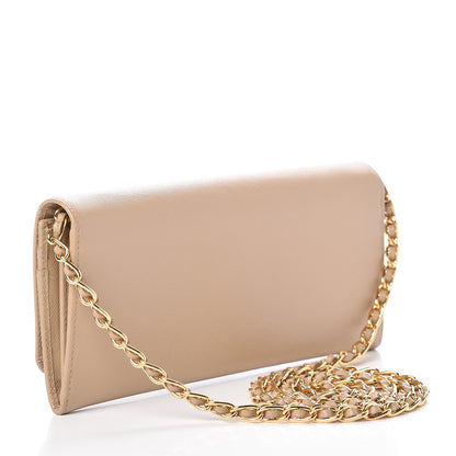 Prada Saffiano Metal Oro Chain Wallet Sabbia 3 of 13