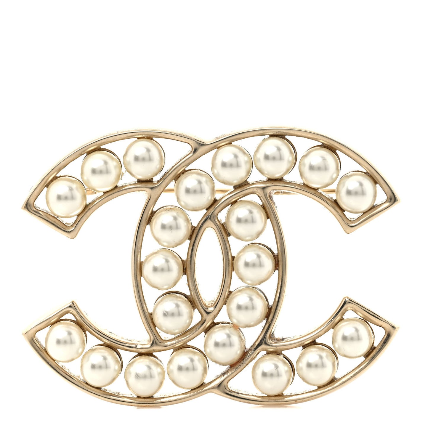 Pearl CC Brooch Light Gold