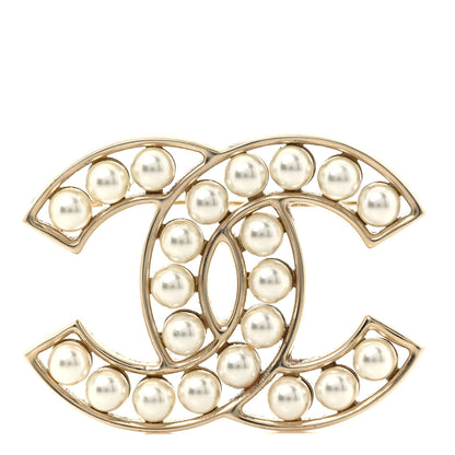 Chanel Pearl CC Brooch Light Gold 1 of 5