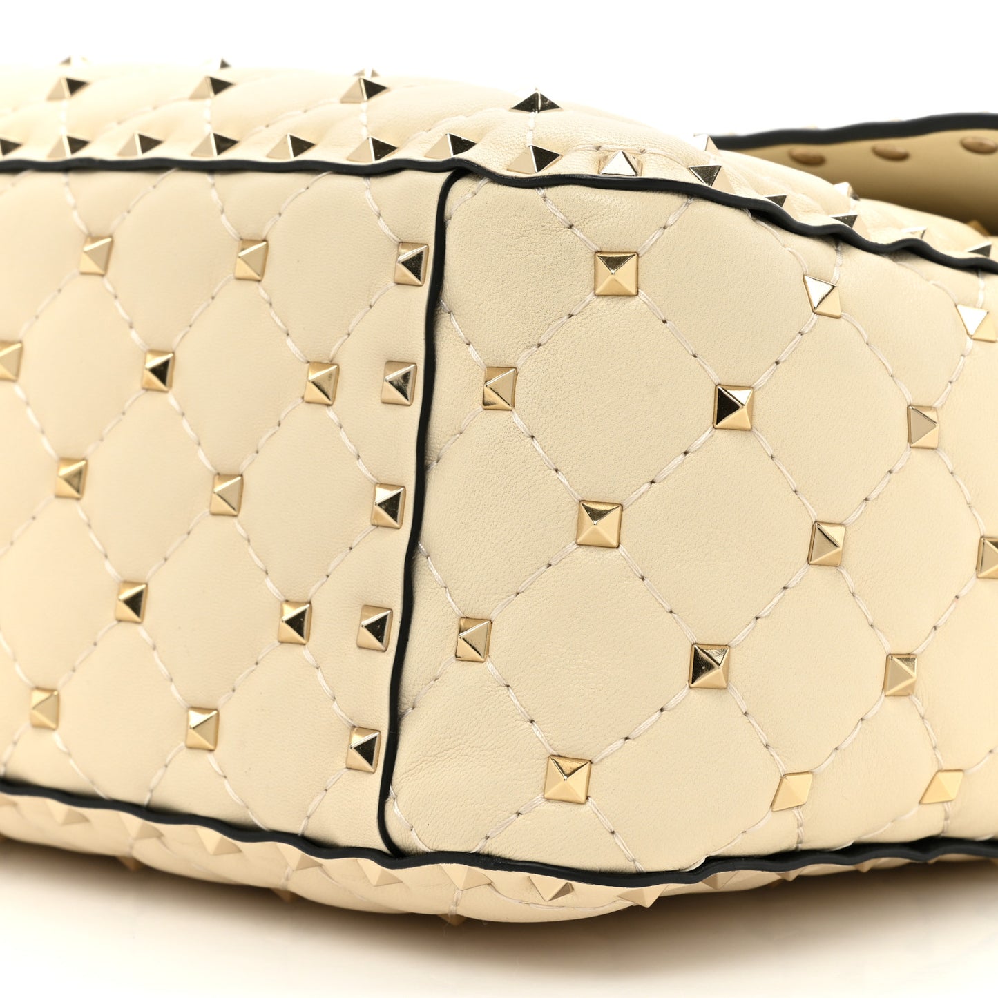 Nappa Large Rockstud Spike Shoulder Bag Light Ivory